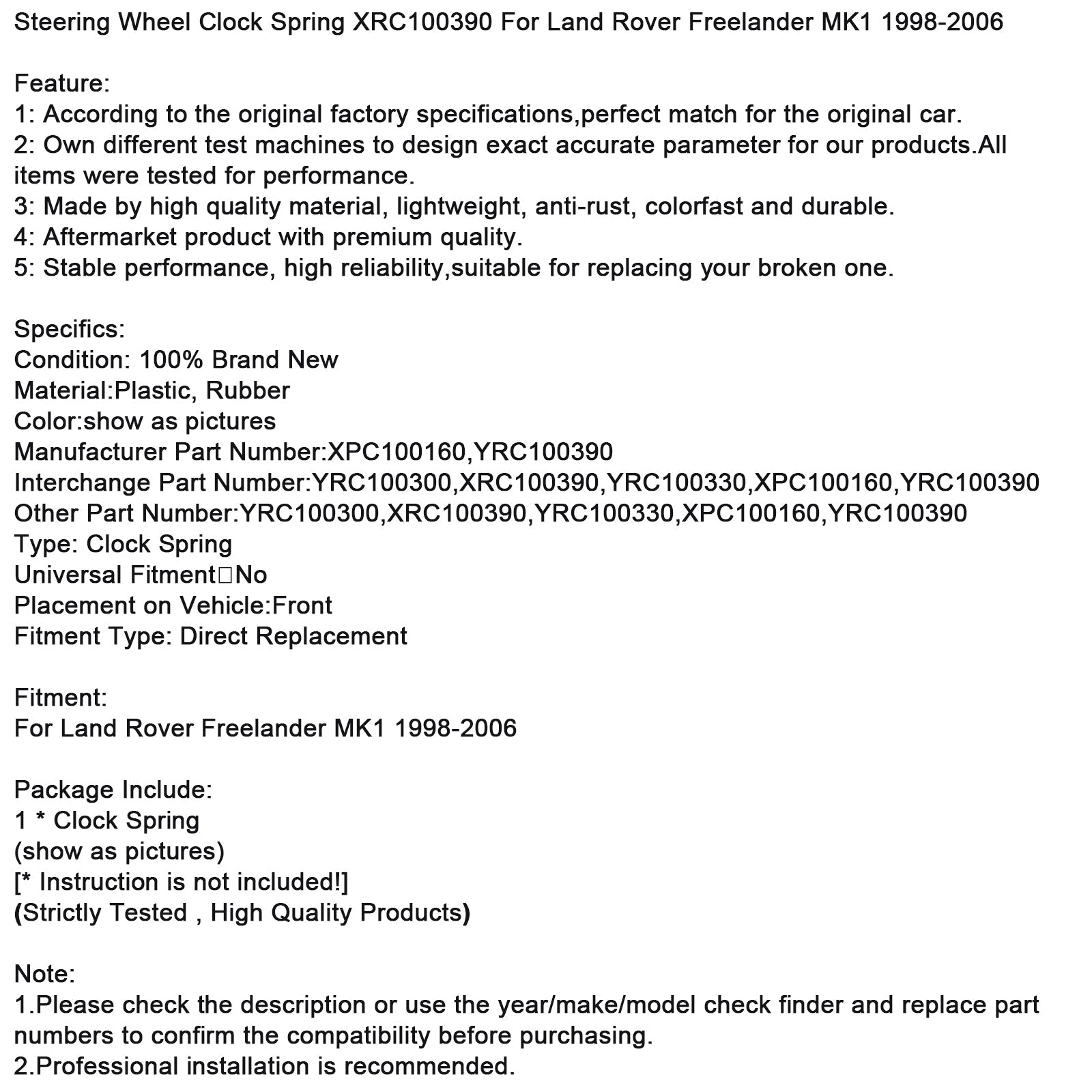 Vzmet volana za Land Rover Freelander MK1 1998-2006 XRC100390 XPC100160