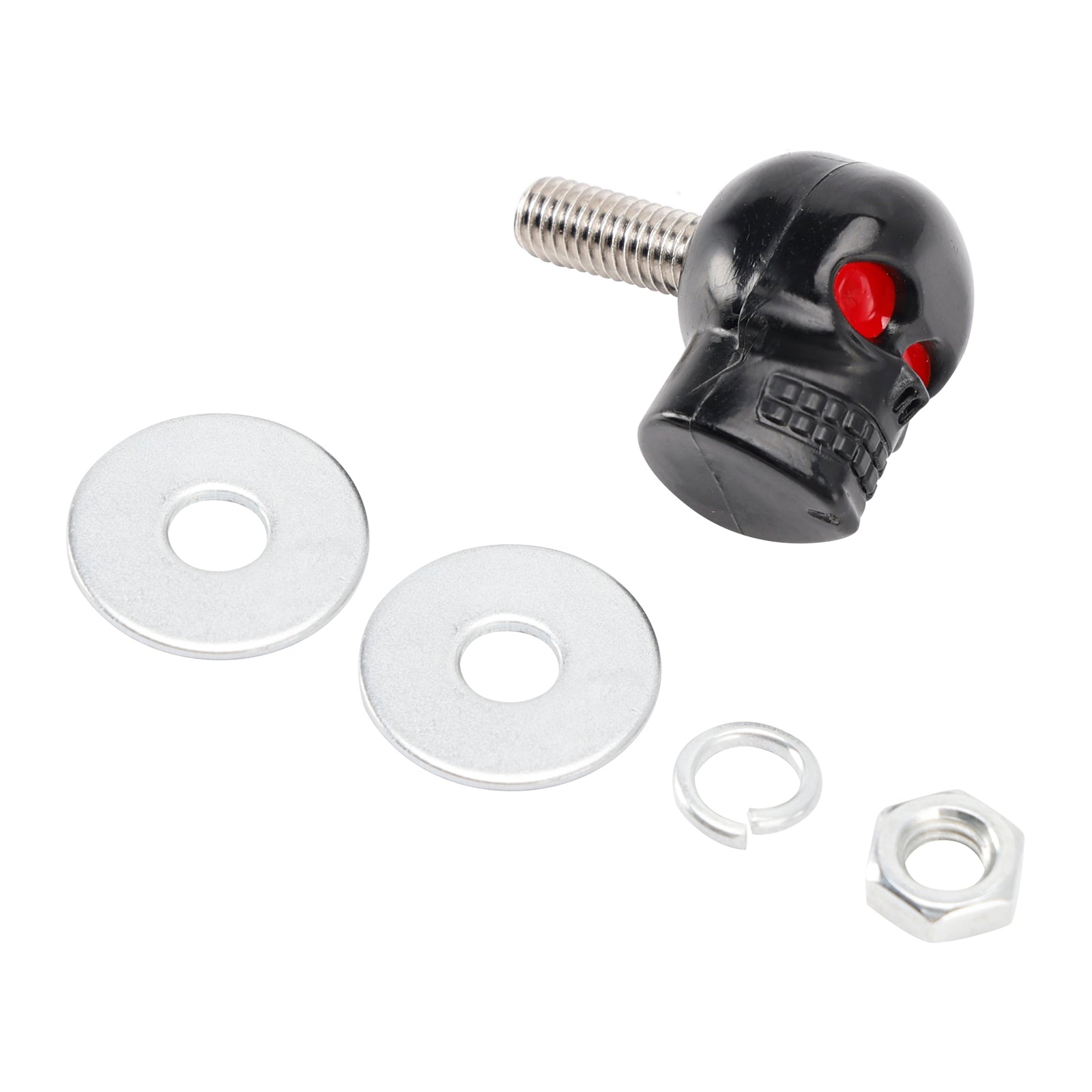 4x mutterit mustan muovisen rekisterikilven moottoripyörää ja polkupyörää, kalloa, ruuvattavaksi kehykseen