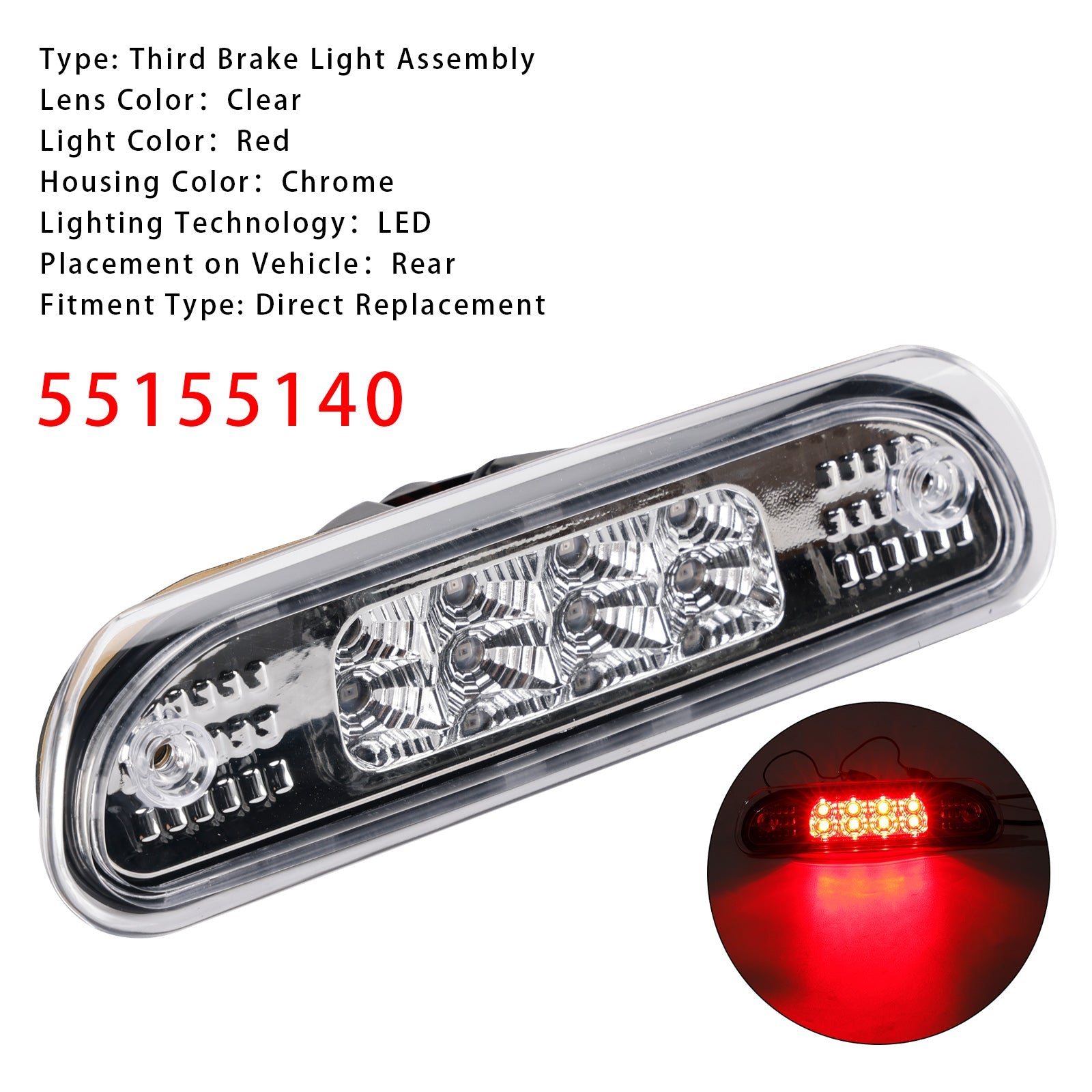 Tretja bela LED zavorna luč za Jeep Grand Cherokee (1999-2004), kataloška številka 55155140