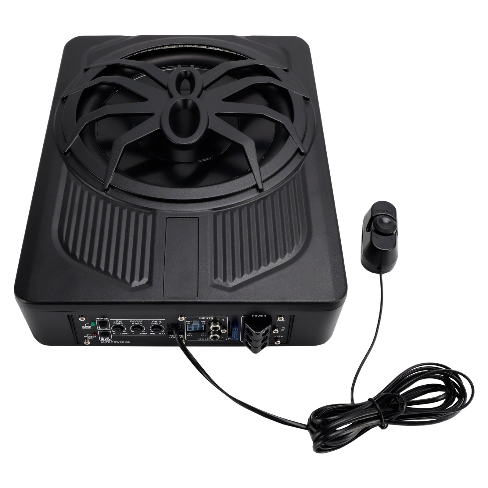 1200W Caisson de basses actif plat 10" 12V pour voiture, SUV et monospace, à installer sous le siège