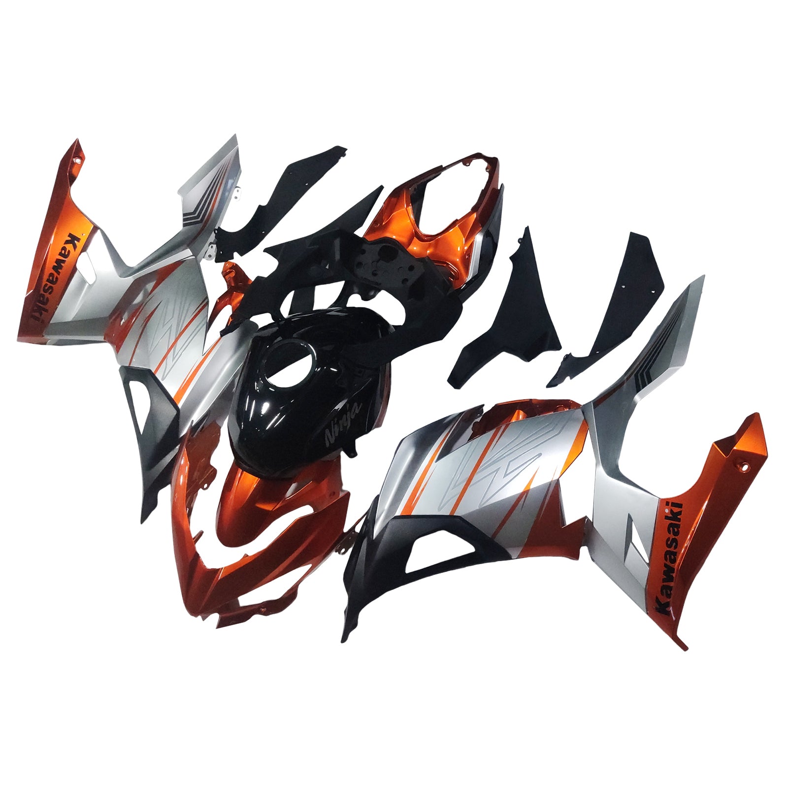 Amotopart Kawasaki EX400/Ninja 400 2018-2023 Pomarańczowo-srebrna owiewka Nadwozie Tworzywo ABS