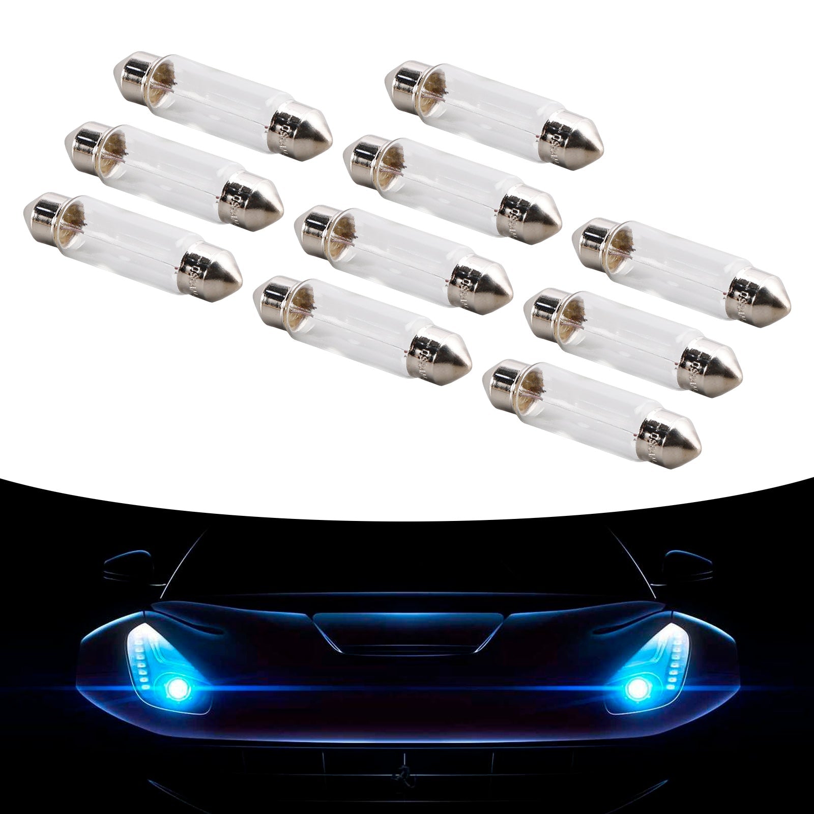 Lotto di 10 lampadine tubolari per l'illuminazione auto C5W SV8.5 6421 24 V 3 W per Osram