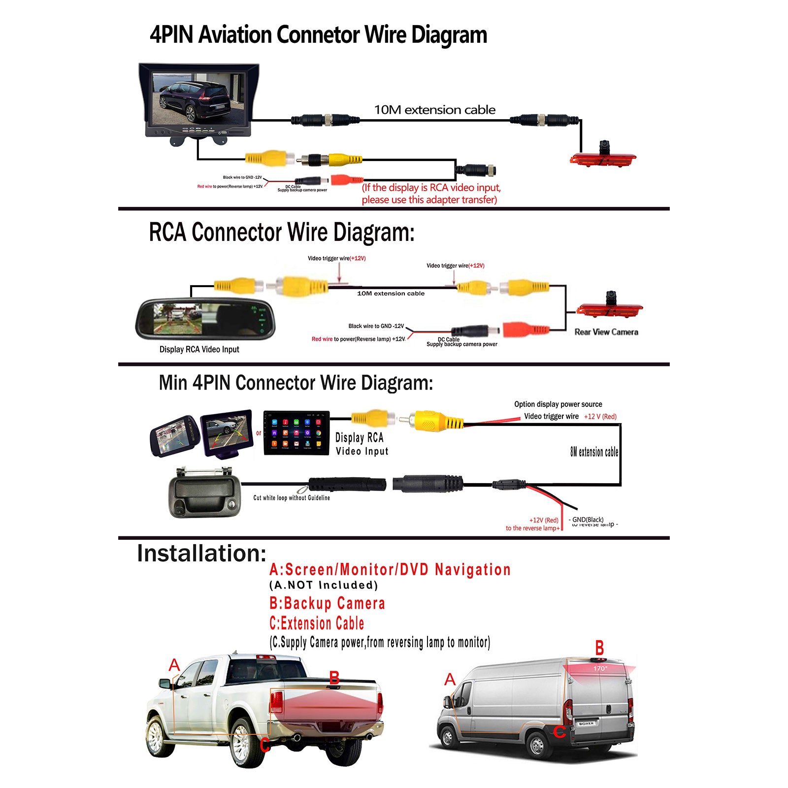 Telecamera Di Retromarcia Per Opel Vivaro 2014 - Con Luce Targa, 170° Grandangolare, Visione Notturna A LED, IP67