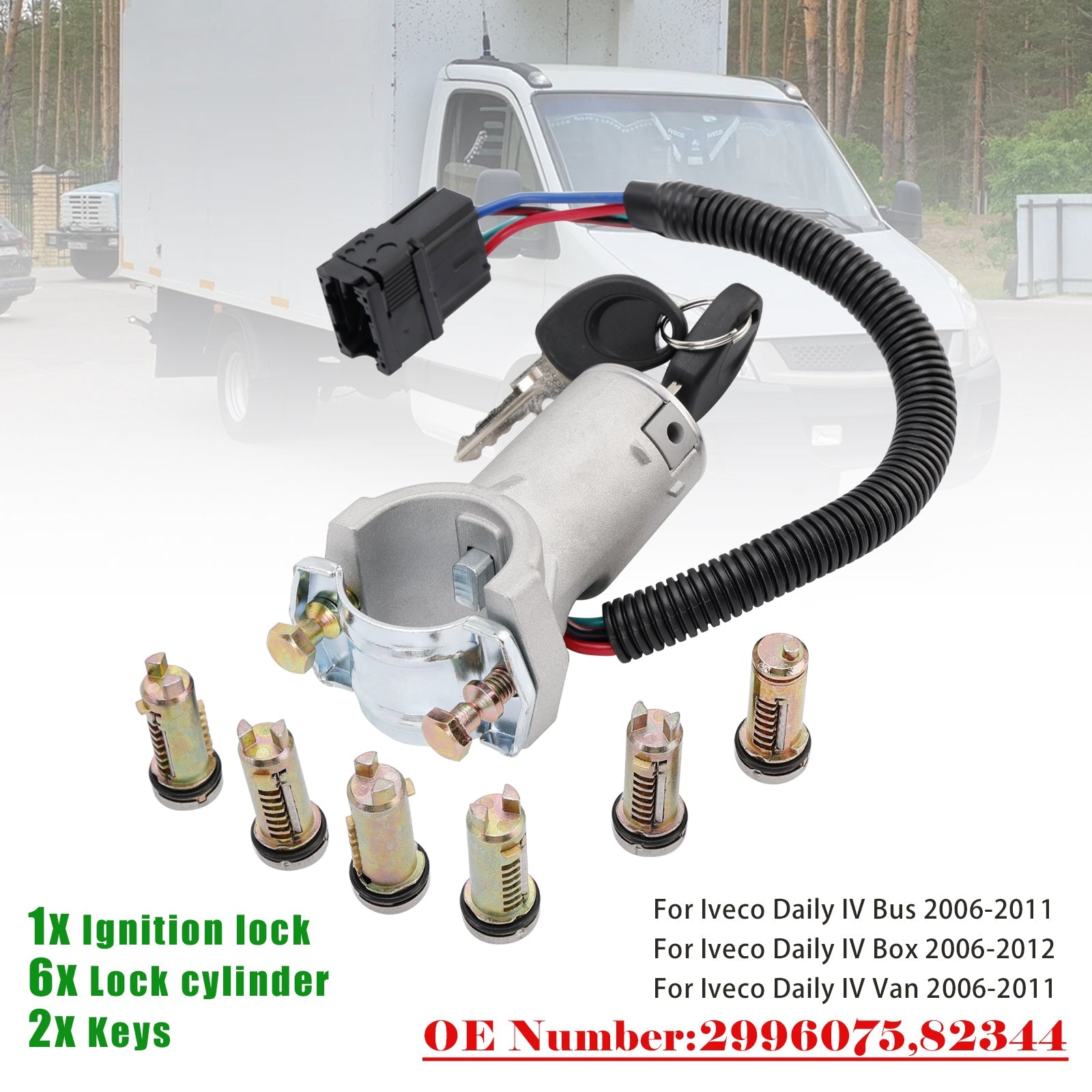 Antirrobo de encendido + 6 cilindros de cierre + llave 2996075 Para Iveco Daily 06-12