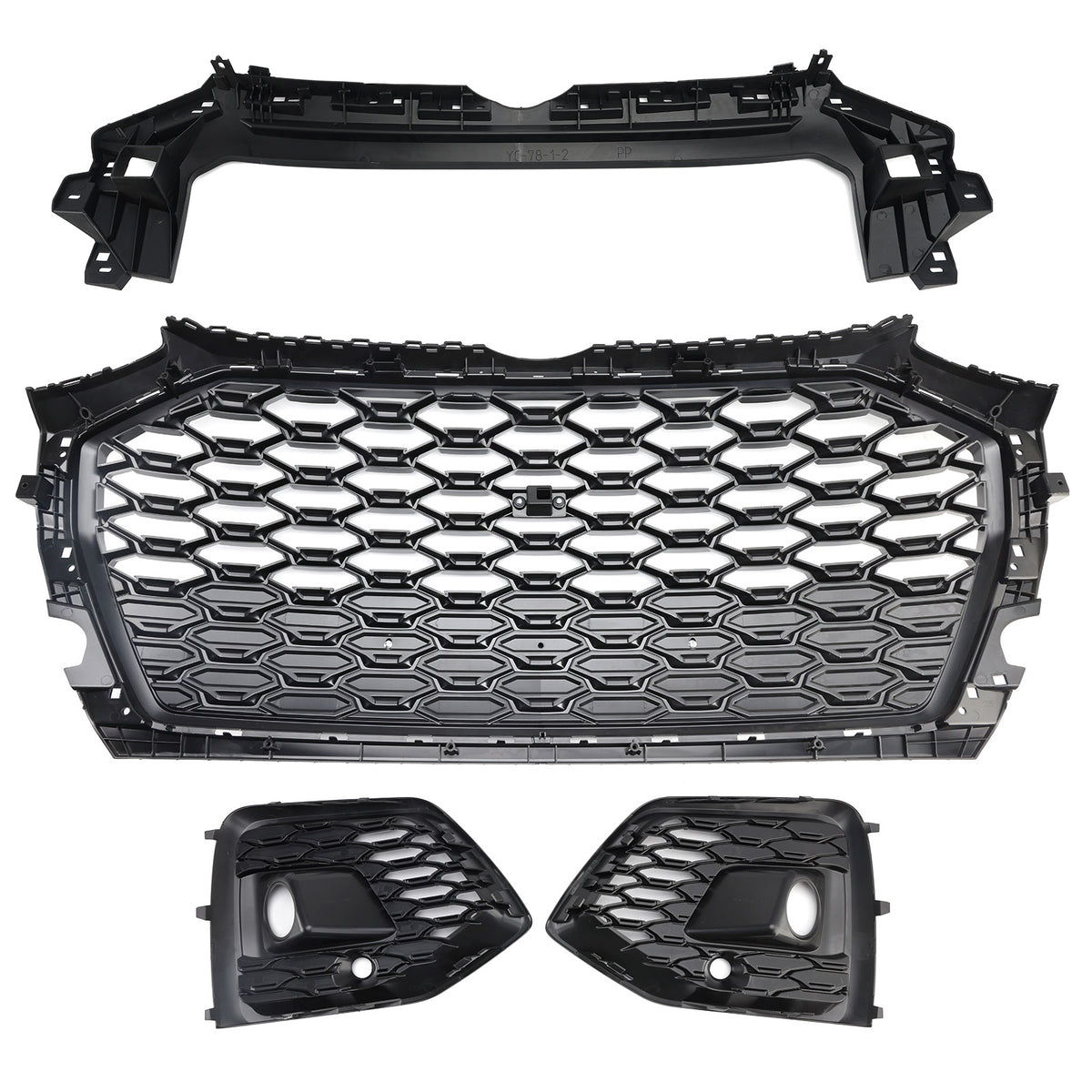 Front Bumper Grille Honeycomb Grill & Fog Light Cover Pour Audi Q5 2021-2025