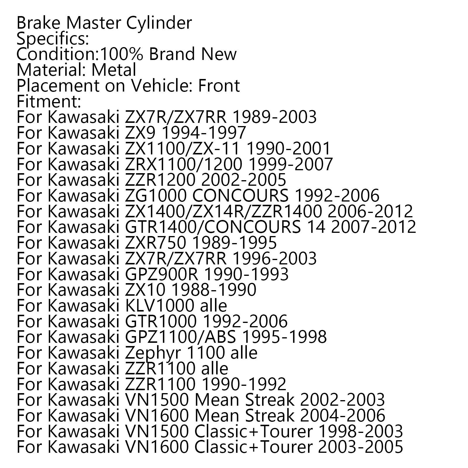 1 par de cilindros maestros de freno para Kawasaki ZX7R ZX9 ZX11 ZX1100 ZX14R ZZR1400