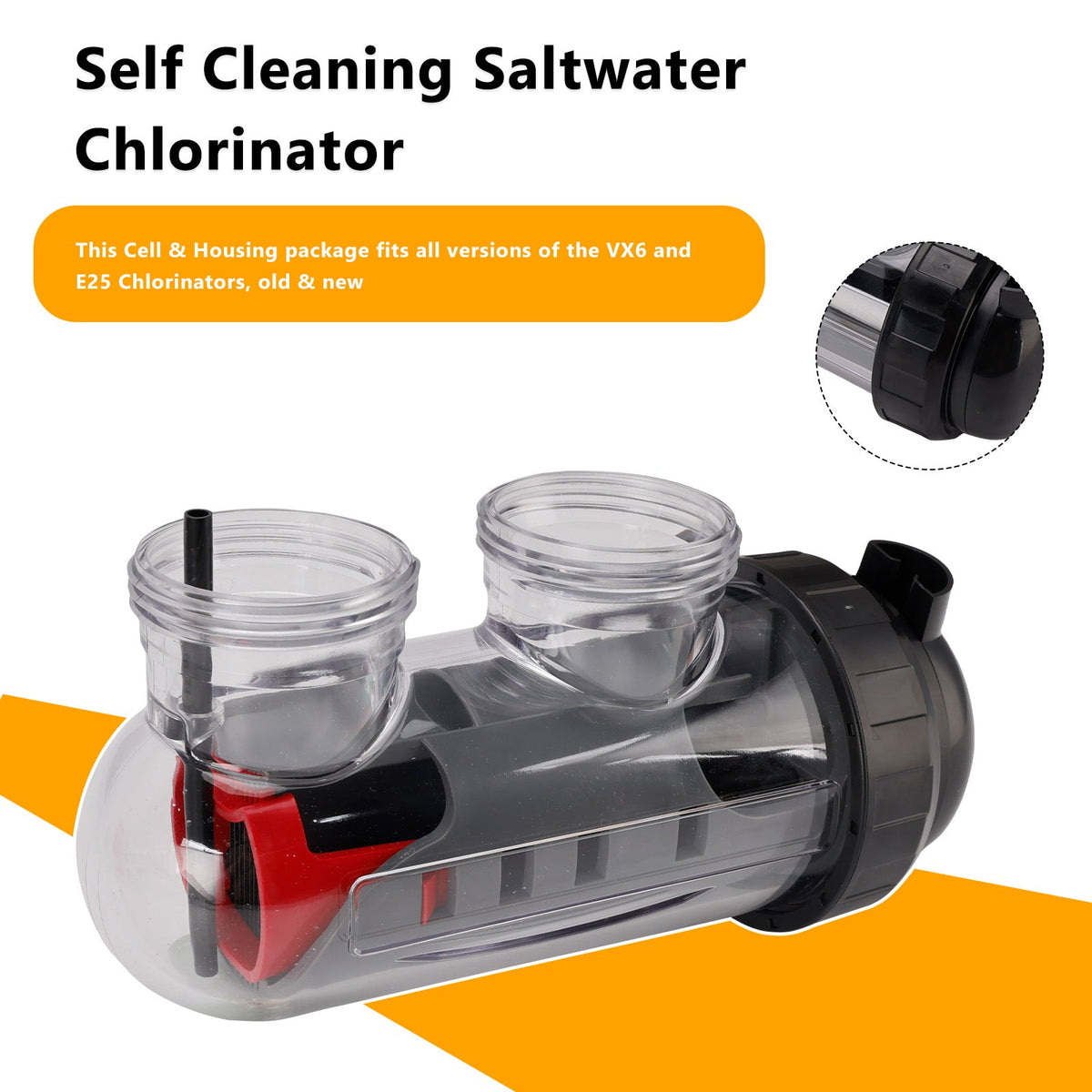 Cellule de remplacement pour chlorinateur à eau salée avec boîtier de cellule pour Astral/Hurlcon VX6/E25