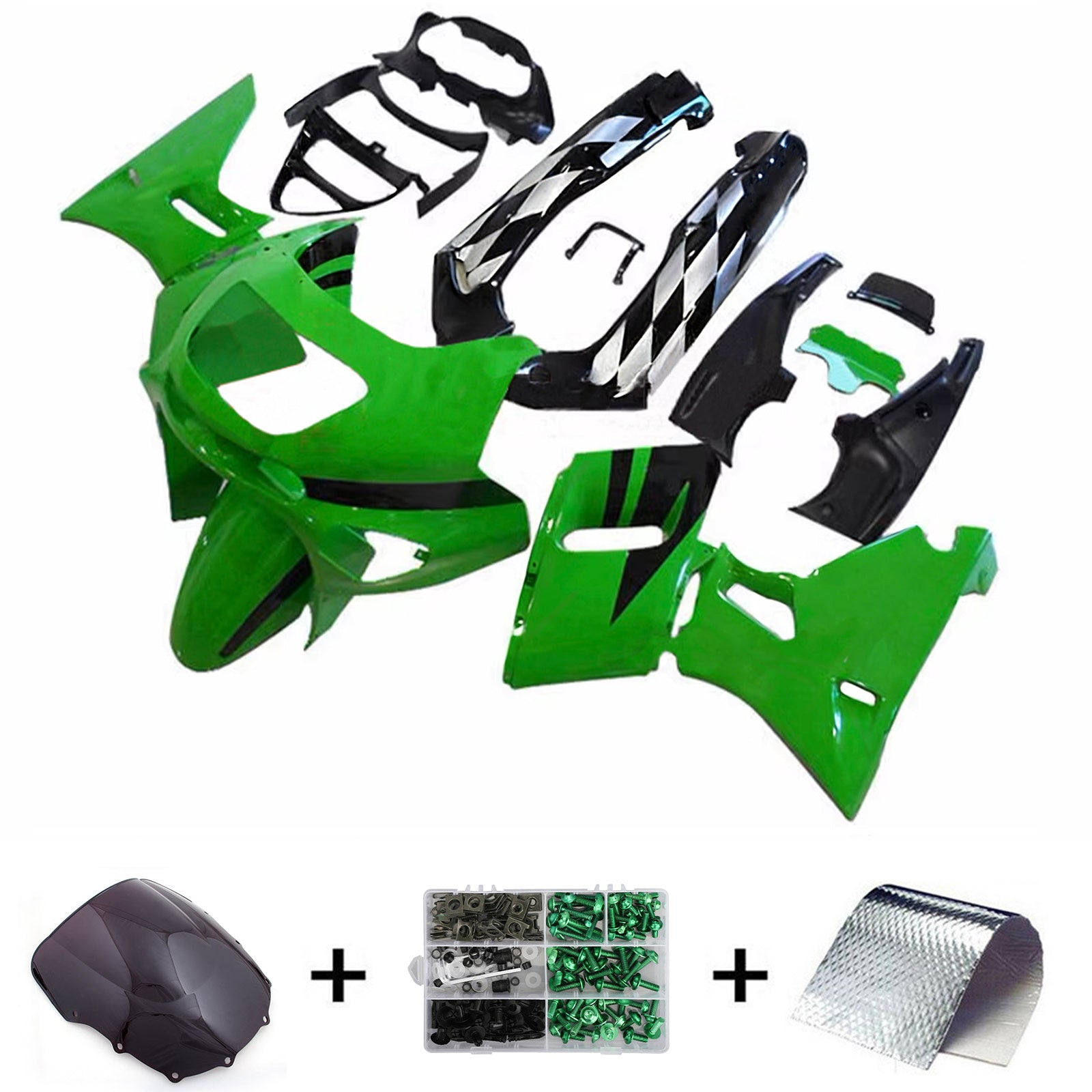 Kit de carénage en plastique ABS injecté compatible avec Kawasaki ZZR400 1993-2007 ZZR600 1998-2003