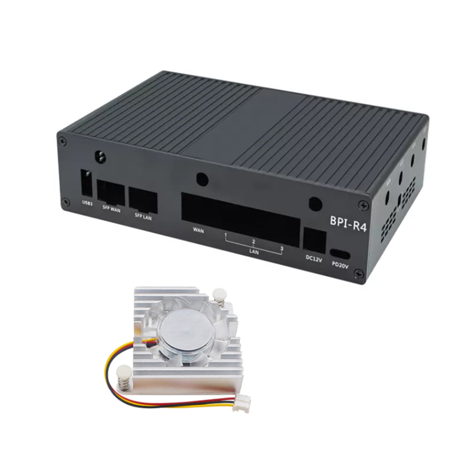 Beschermende schaal in aluminium voor banaan Pi R4 met radiator