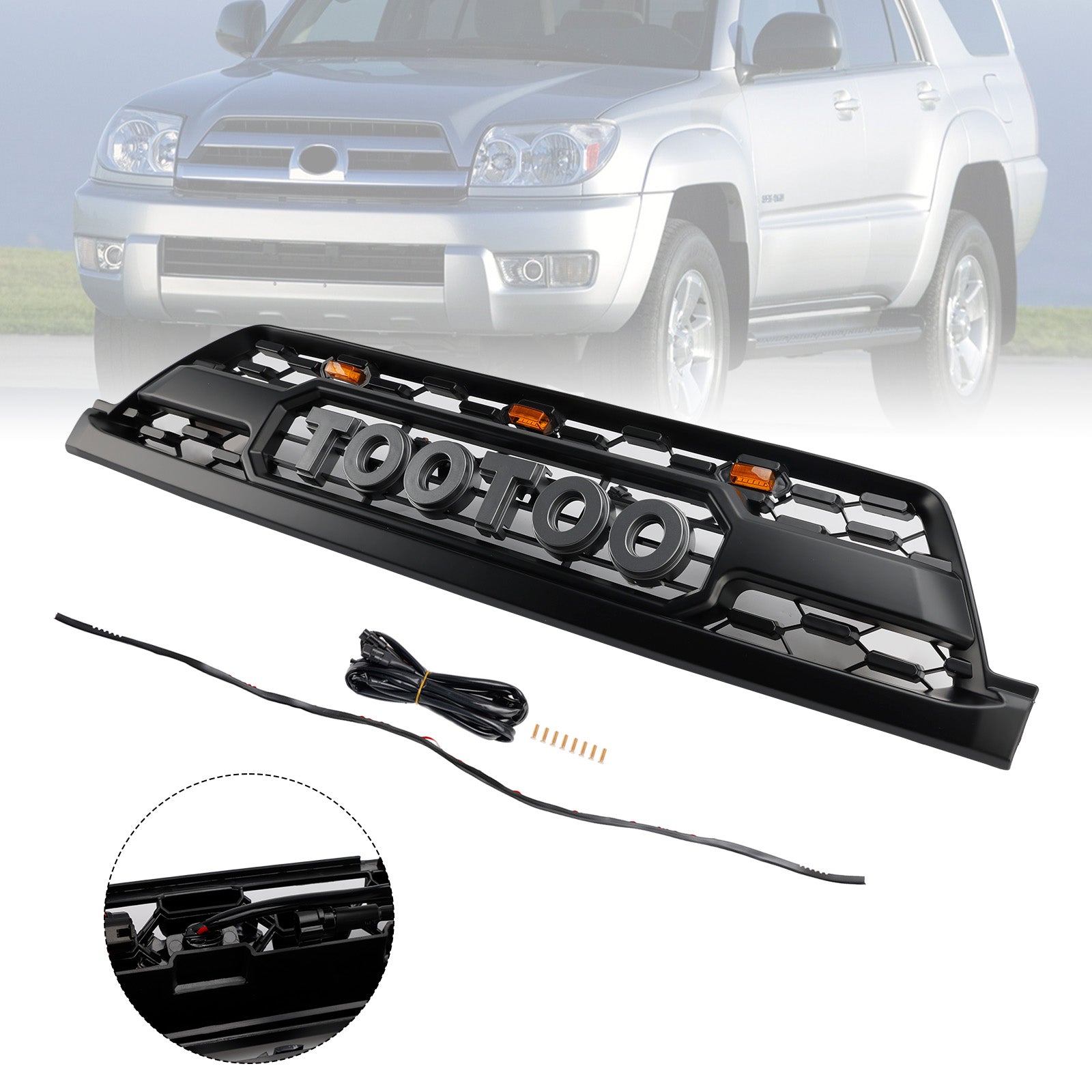Calandre de pare-chocs avant style TRD PRO avec LED pour Toyota 4Runner 2002-2005