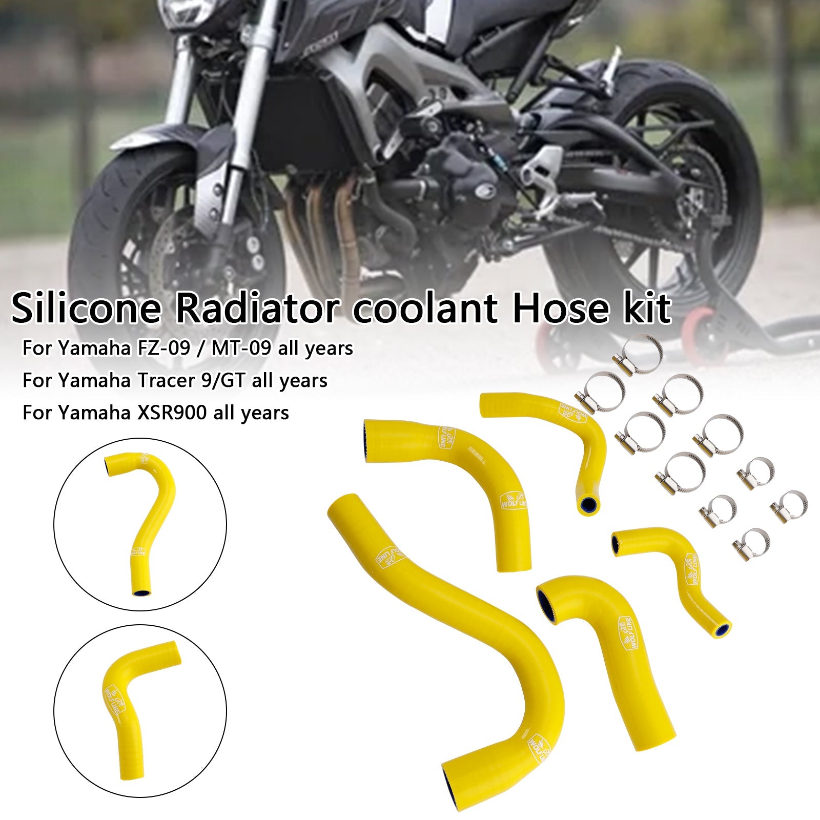 Durite de liquide de refroidissement en silicone pour radiateur Yamaha MT-09 XSR900 Tracer 9/GT toutes années