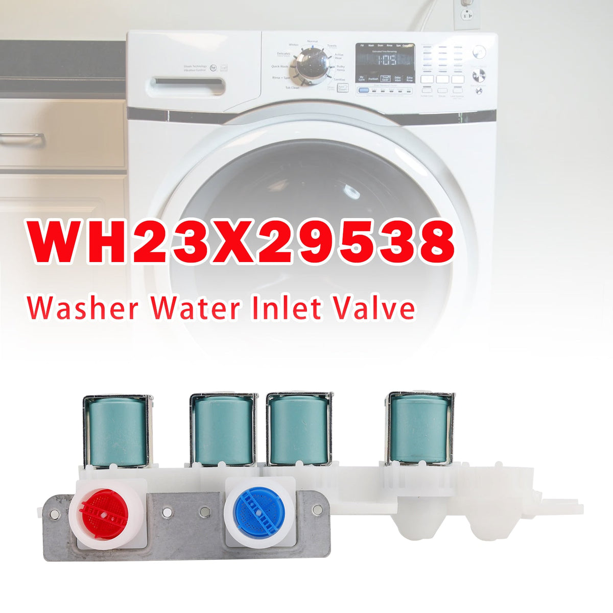 WH23X29538 Zawór elektromagnetyczny wlotu wody do pralek GE