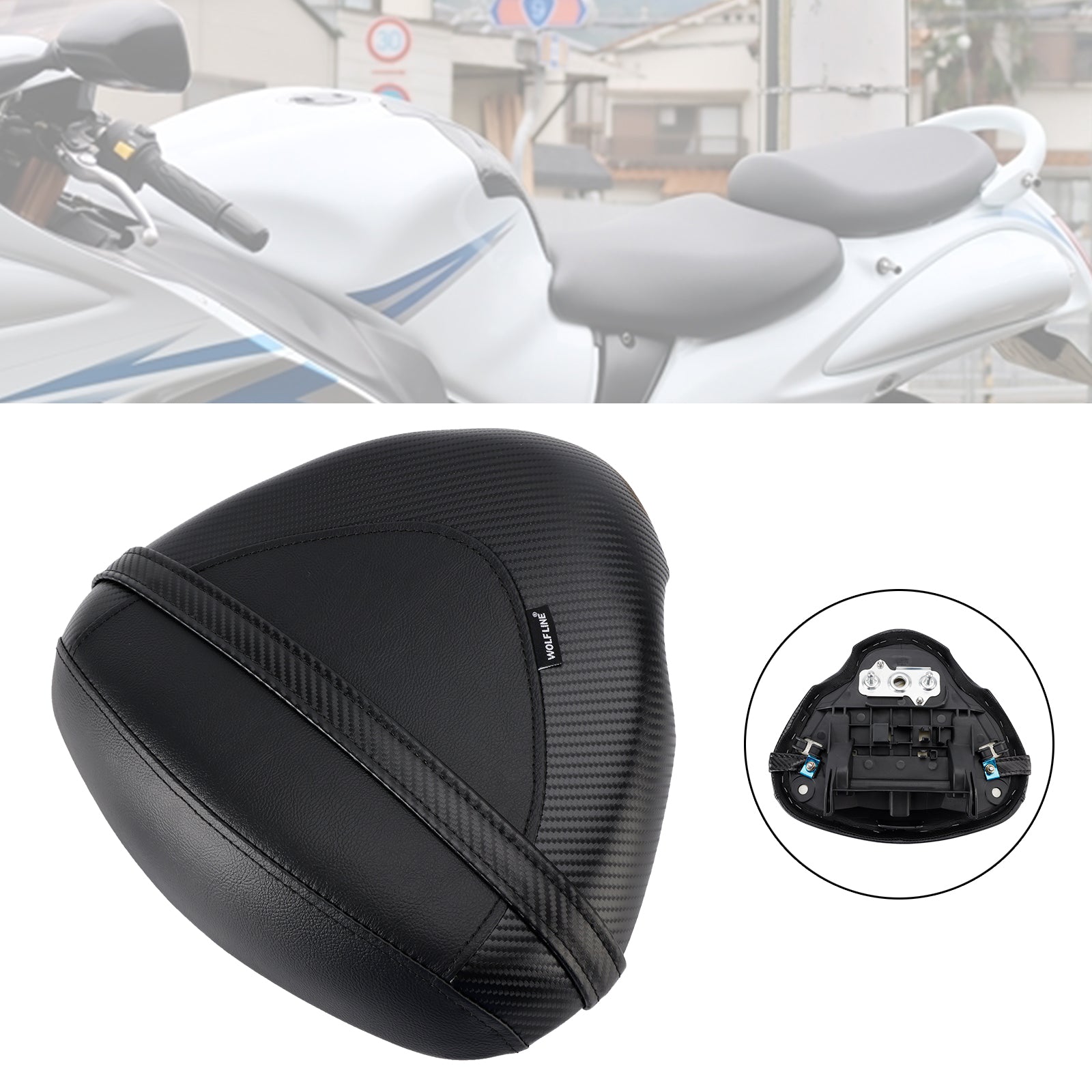 Coussin de siège passager arrière plat en polyuréthane blanc pour Suzuki Hayabusa GSX1300R (2022-2024).