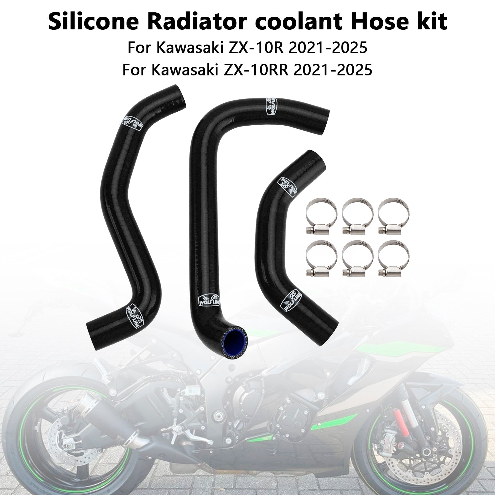 Durite de refroidissement en silicone pour radiateur Kawasaki ZX10R ZX-10RR (2021-2025)