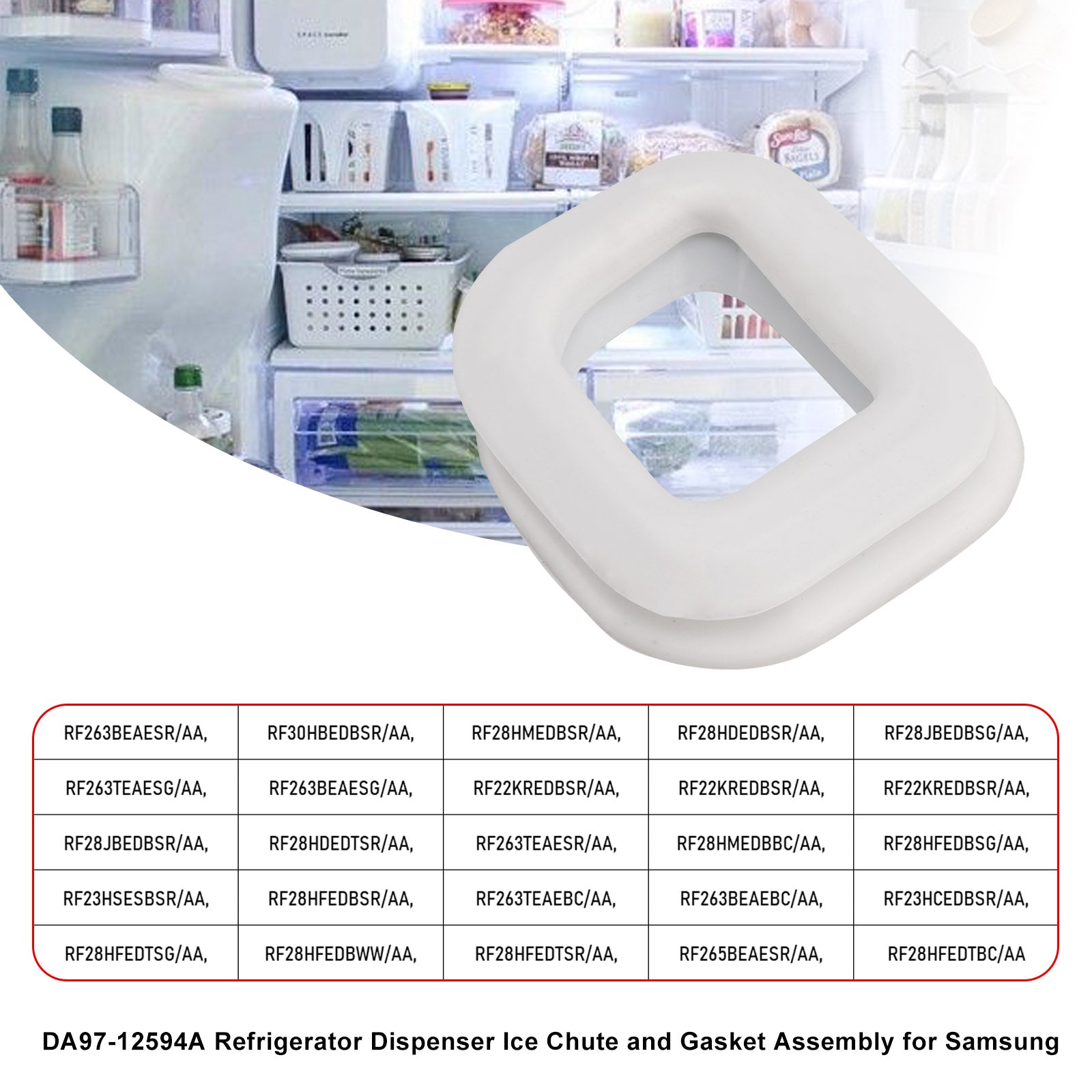 DA97-12594A Ensemble goulotte à glaçons et joint pour distributeur de réfrigérateur Samsung