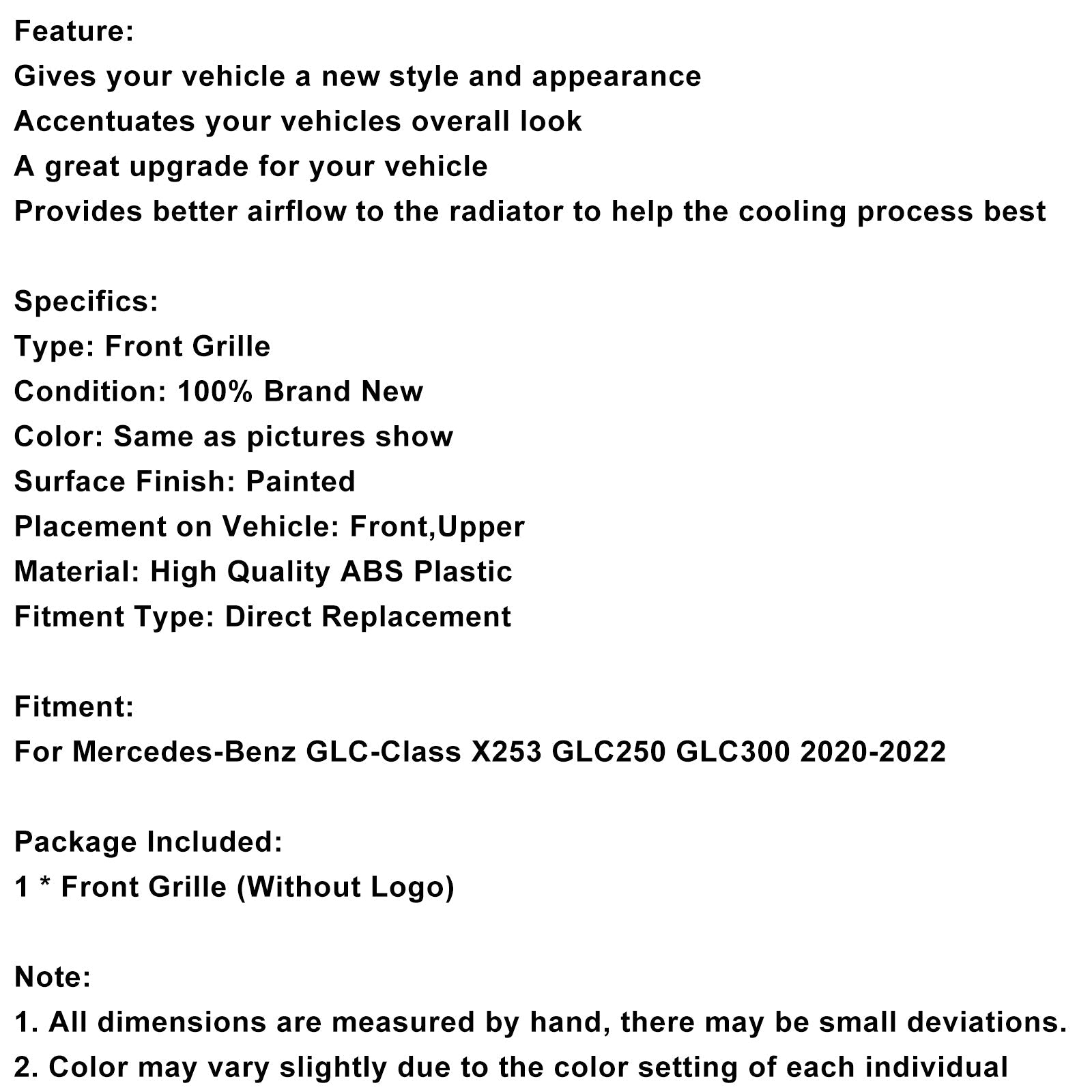 Diamentowa przednia siatka zderzaka dla Mercedes-Benz x253 GLC250 GLC300 2020-2022