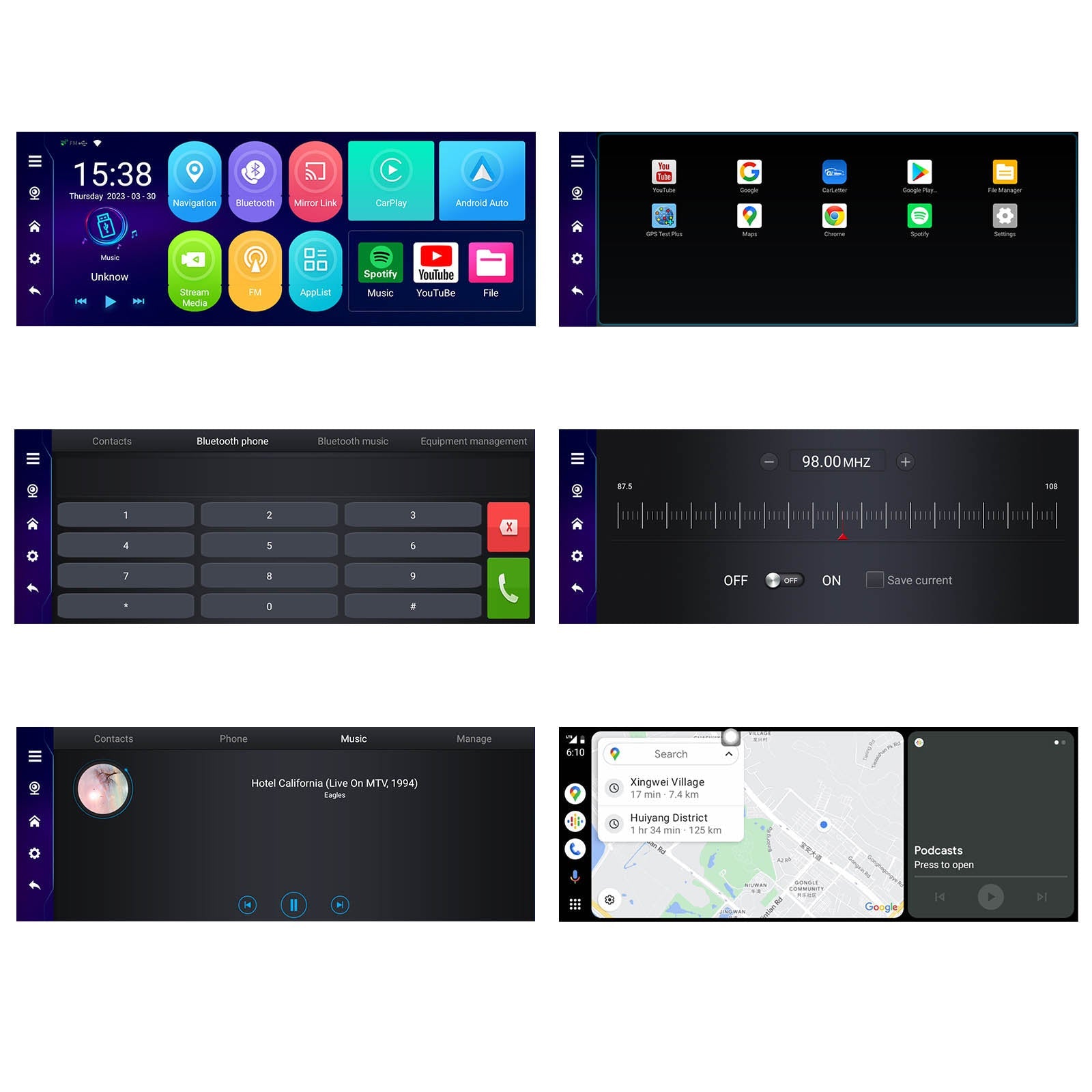 10,26"" Portable Bluetooth Navigation de voiture sans fil Carplay HD Grand écran tactile