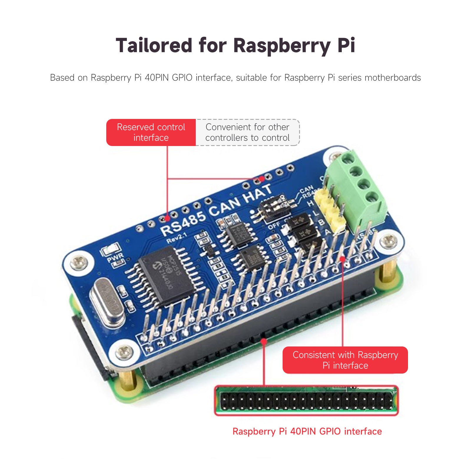 Raspberry Pi RS485 peut carte d'extension commutation automatique de l'état de l'émetteur-récepteur