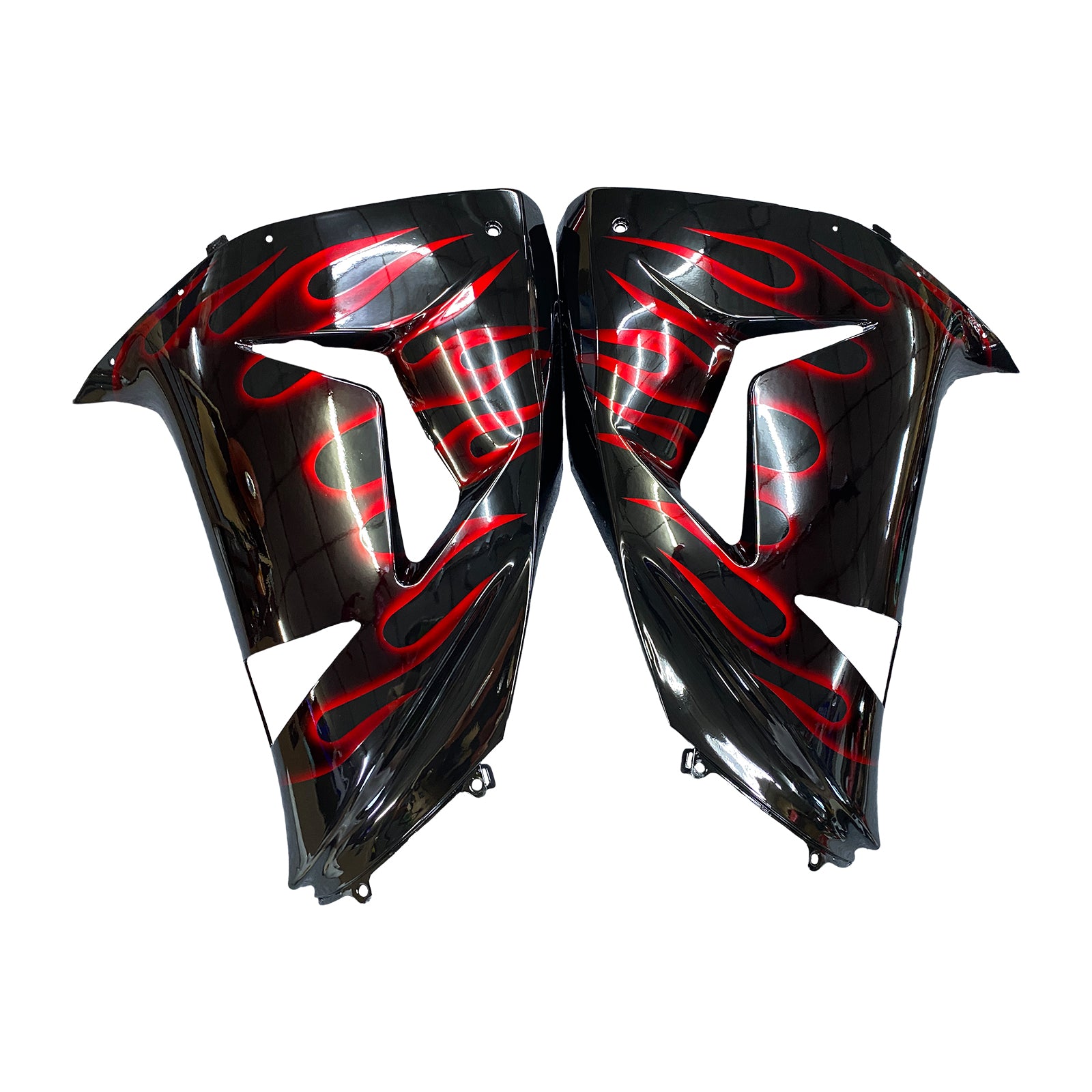 Kit de carénage en plastique moulé par injection rouge avec motifs flammes pour Kawasaki ZX10R 2006-2007