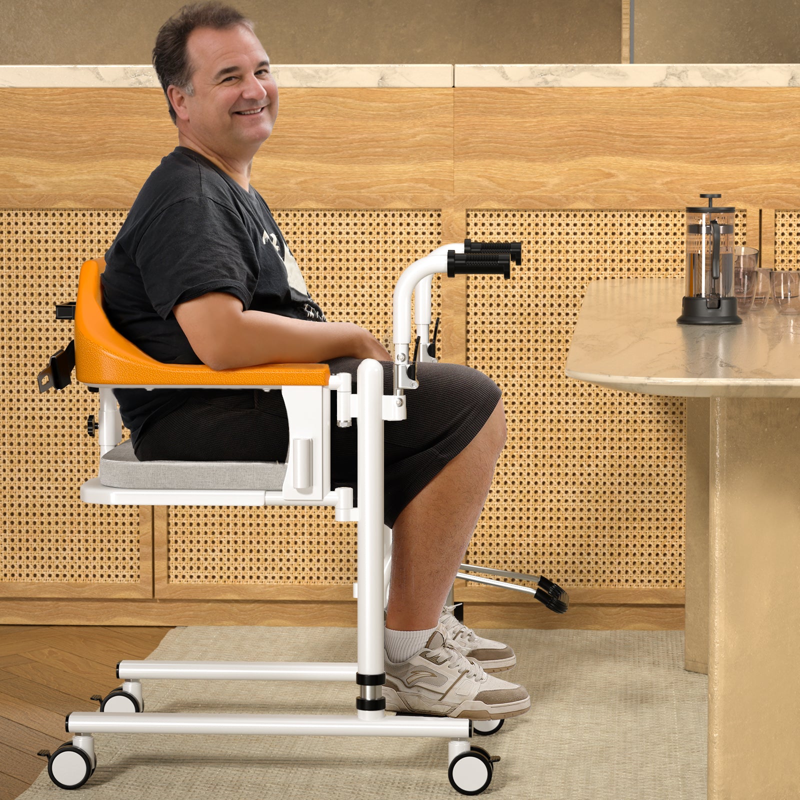 Levante hidráulico silla de ruedas salvavidas para transporte grande para pacientes divididos 180 ° SIEGE