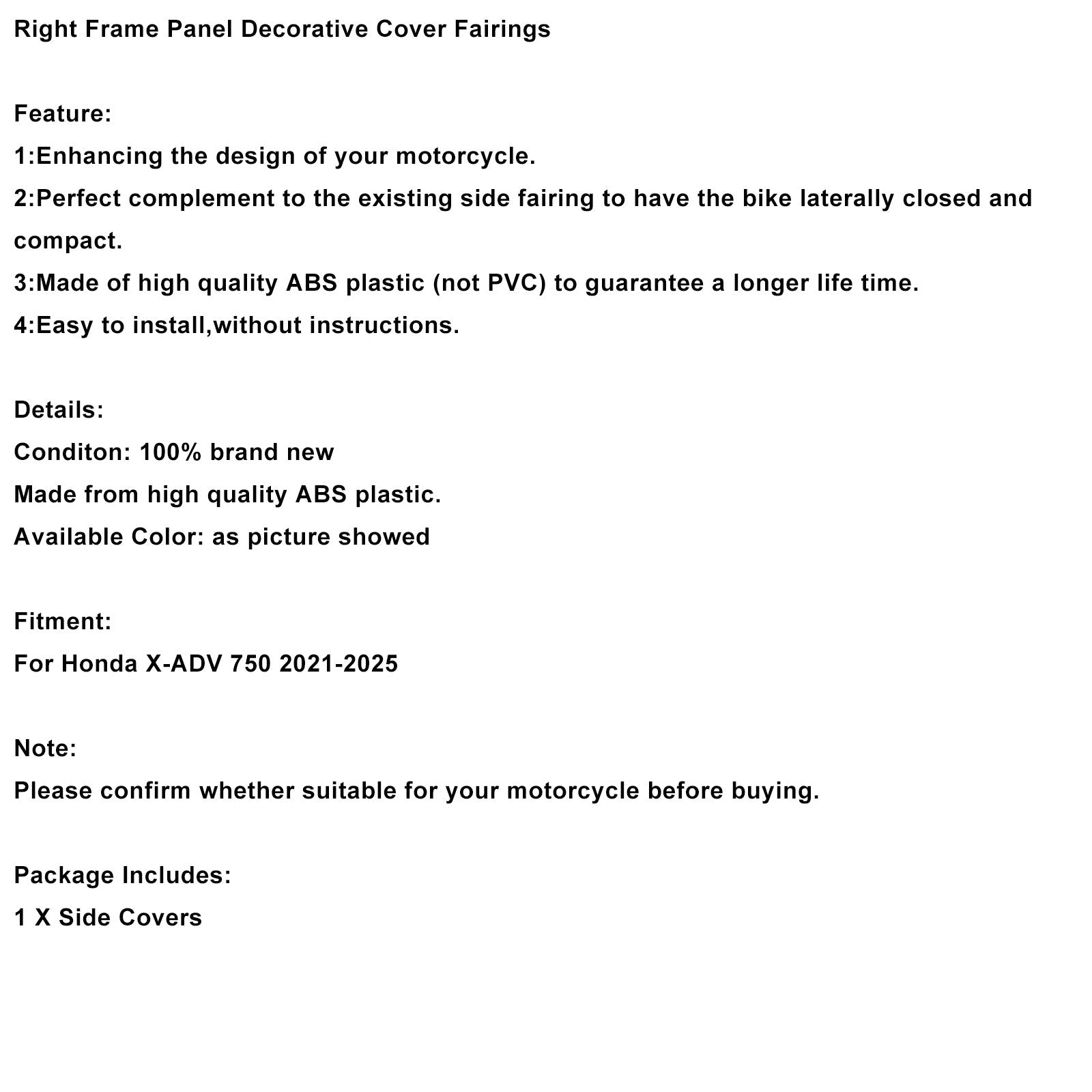 Carenatura decorativa per il pannello telaio destro per Honda X-ADV 750 (2021-2025)