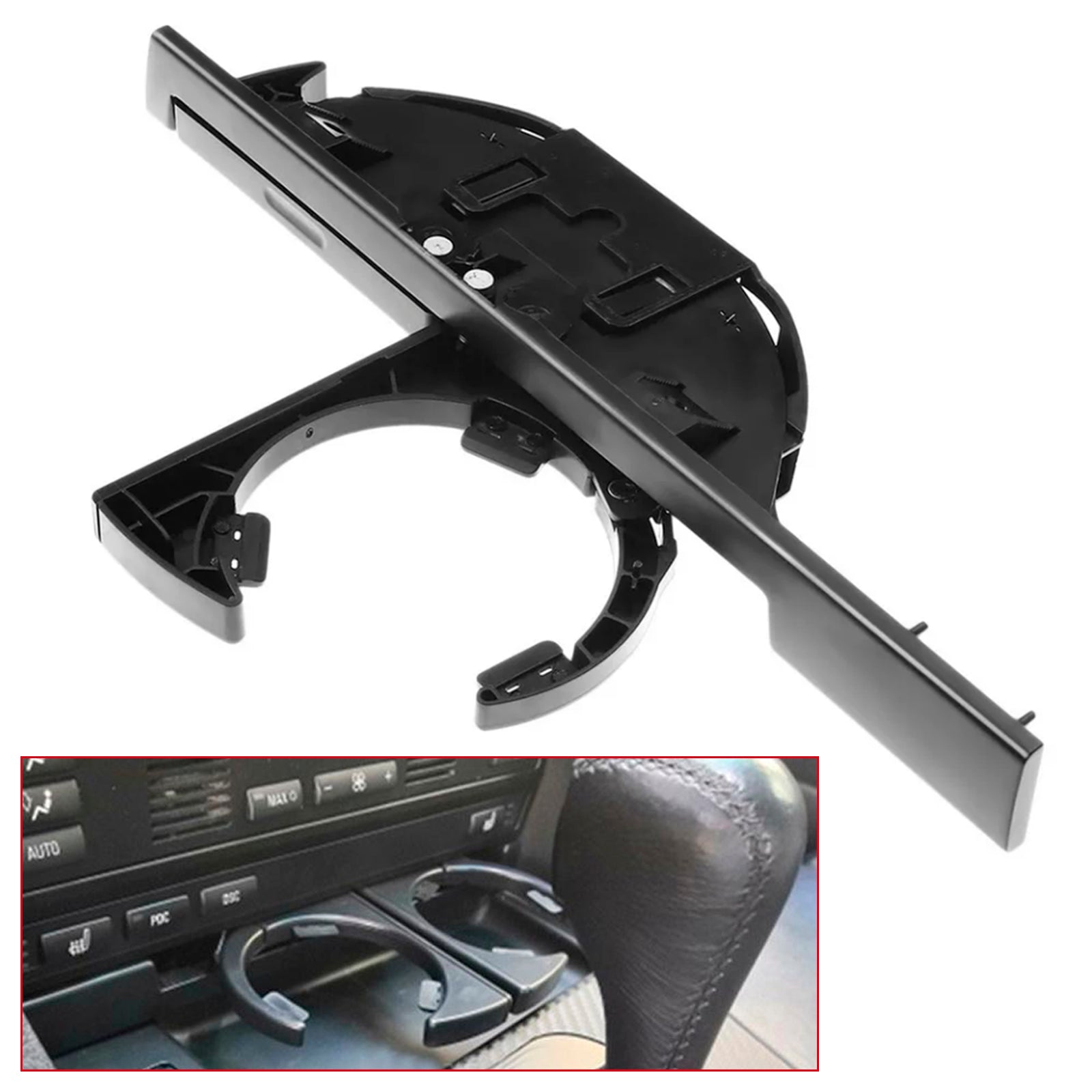 Black Front Cup Uchwyt do konsoli 51168190205 dla BMW E39 525i 540i (lewa) (po lewej)