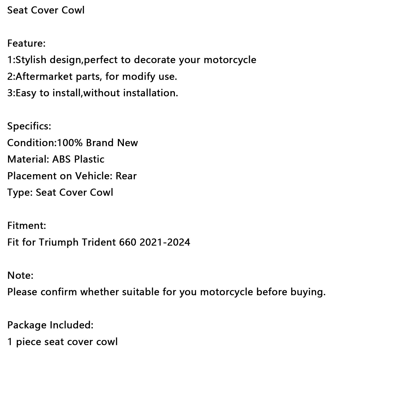 Trident 660 2021-2024 Coperchio del sedile posteriore