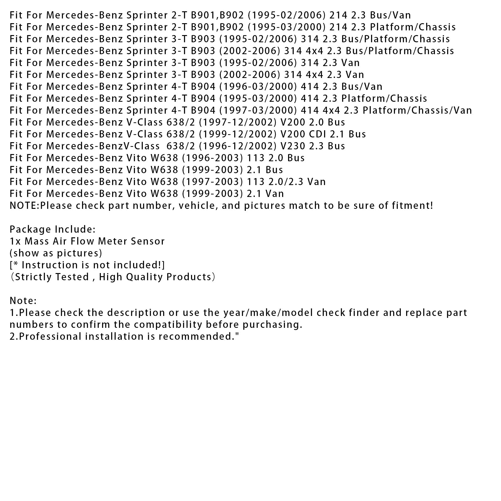 Senzor merilnika pretoka d'masa zraka za Mercedes-Benz W202  W210 Sprinter 2-T 0000941448