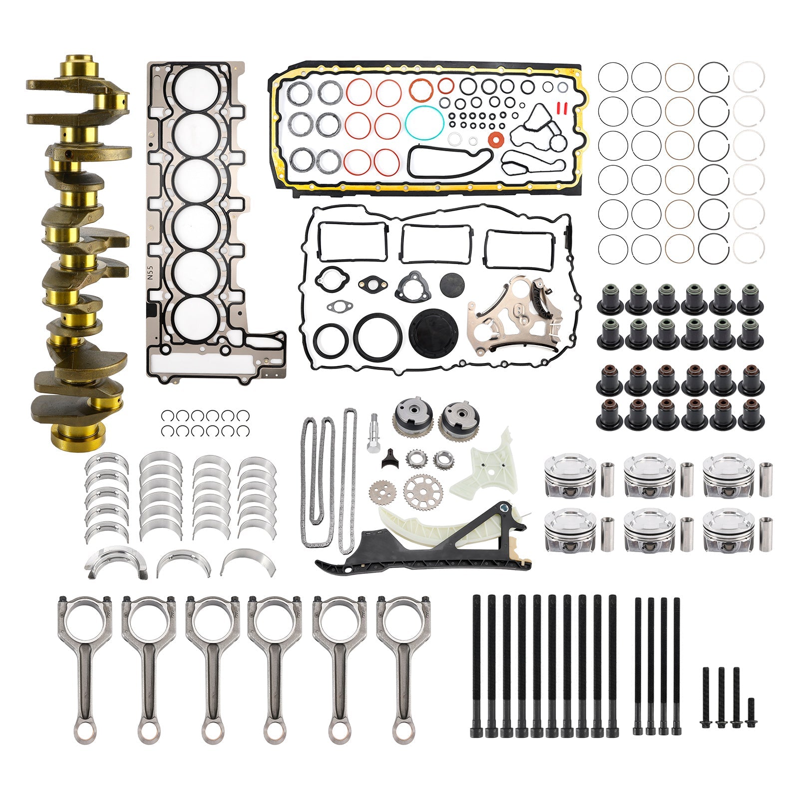 Kit de pistons et joints de vilebrequin pour moteur BMW X1 xDrive35i E84 N55 3.0L 2010-2015, kit de distribution 11212163665
