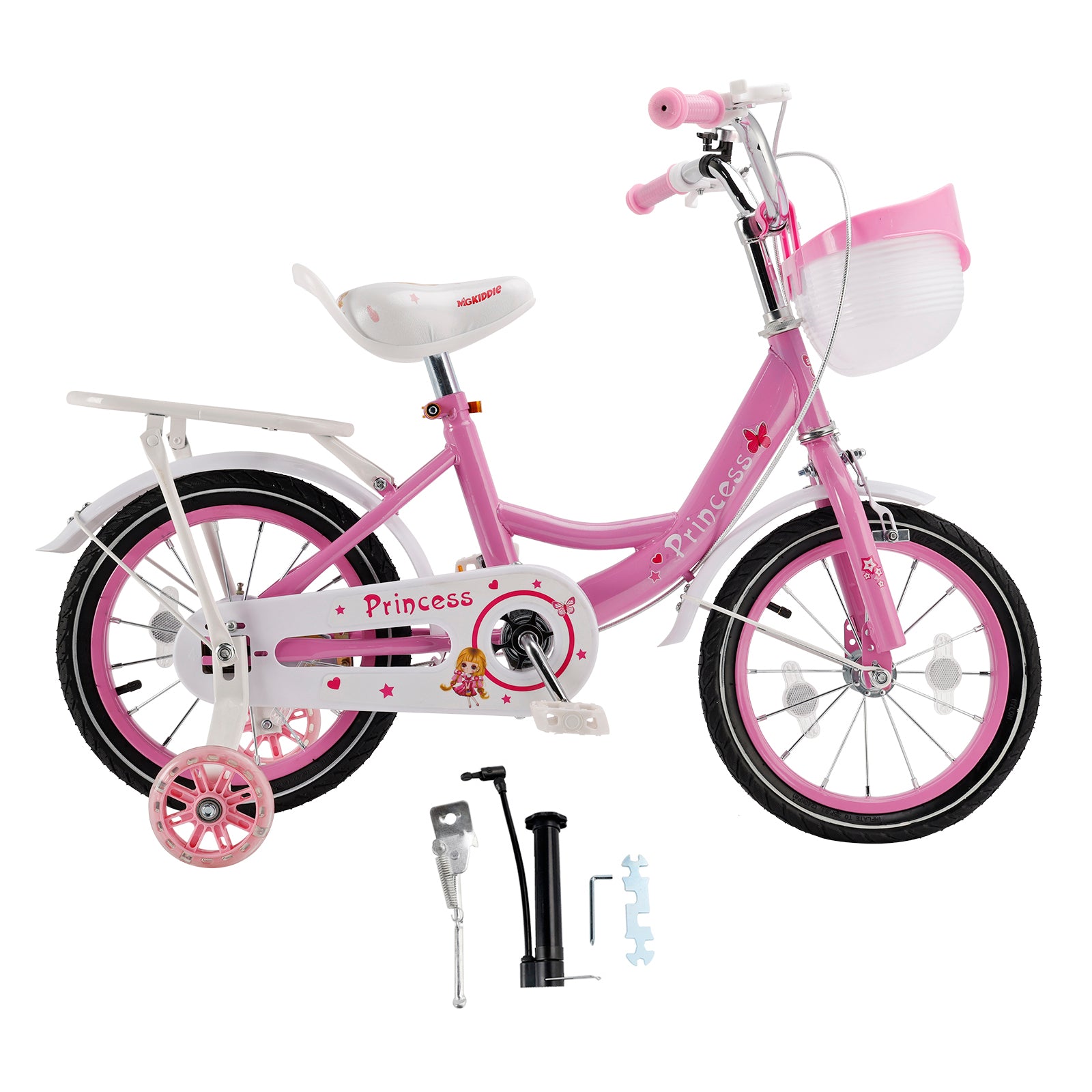 Bicicleta de princesa evolutiva de 18 pulgadas - Manejo ajustable y silla de montar - rosa y morado - Garantía