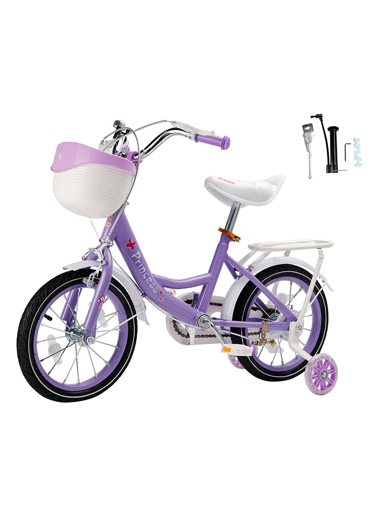 Bicicleta de princesa evolutiva de 18 pulgadas - Manejo ajustable y silla de montar - rosa y morado - Garantía