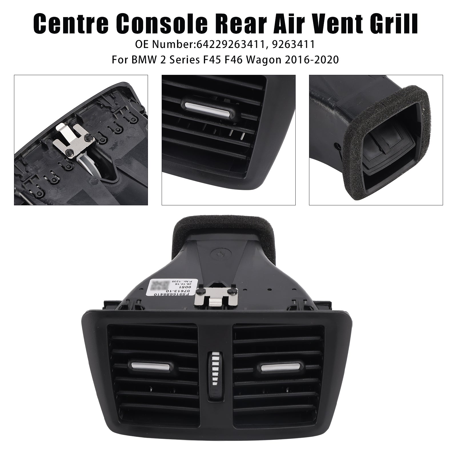 Raster van&Ventilatieopening middenconsole achterin voor BMW 2 Serie F45 F46 Touring (2016-2020) - Onderdeelnummer 9263411
