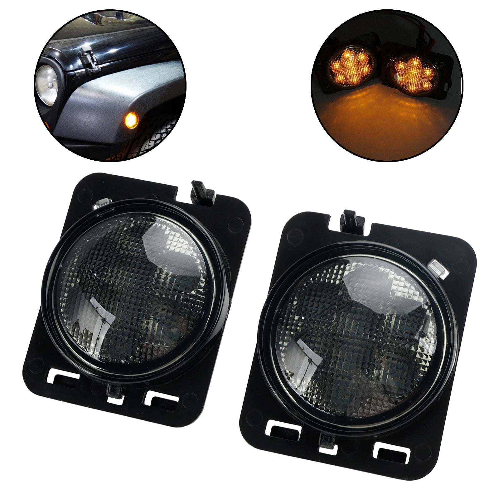 2x guardabarros delantero luz LED de señal de giro marcador lateral de estacionamiento para Wrangler JK 2007-15 genérico