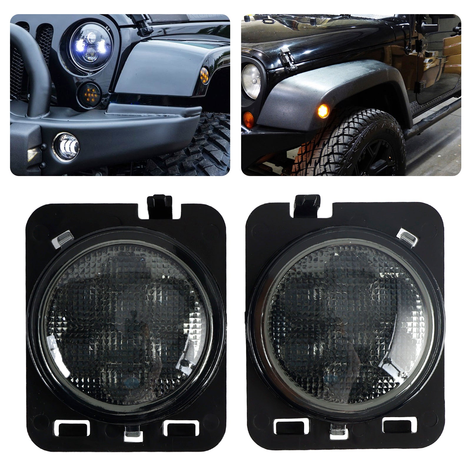 2x guardabarros delantero luz LED de señal de giro marcador lateral de estacionamiento para Wrangler JK 2007-15 genérico