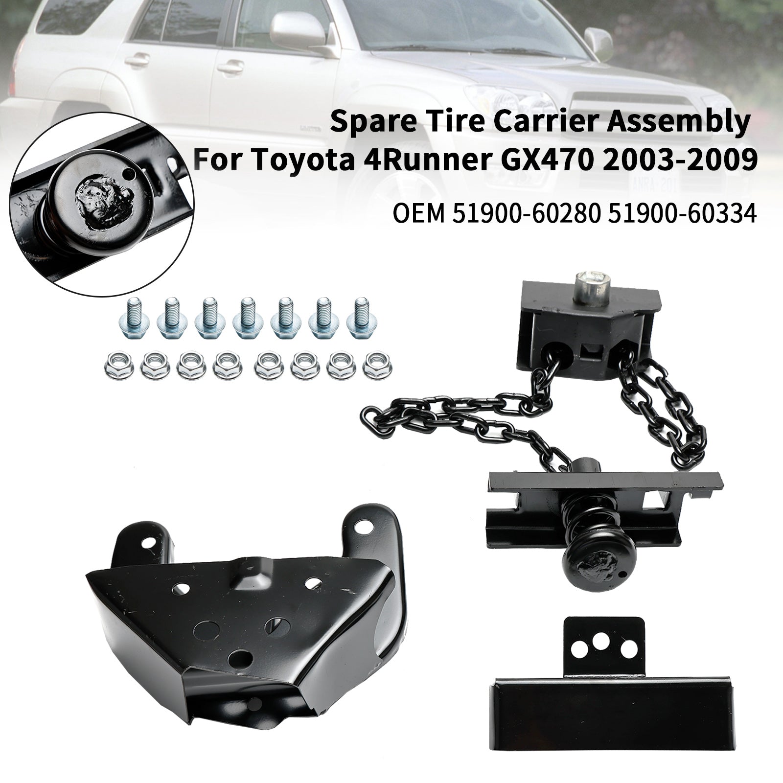 Toyota 4Runner GX470 2003-2009 Ensemble de support de pneu de secours 51900-60280 Fedex Express
