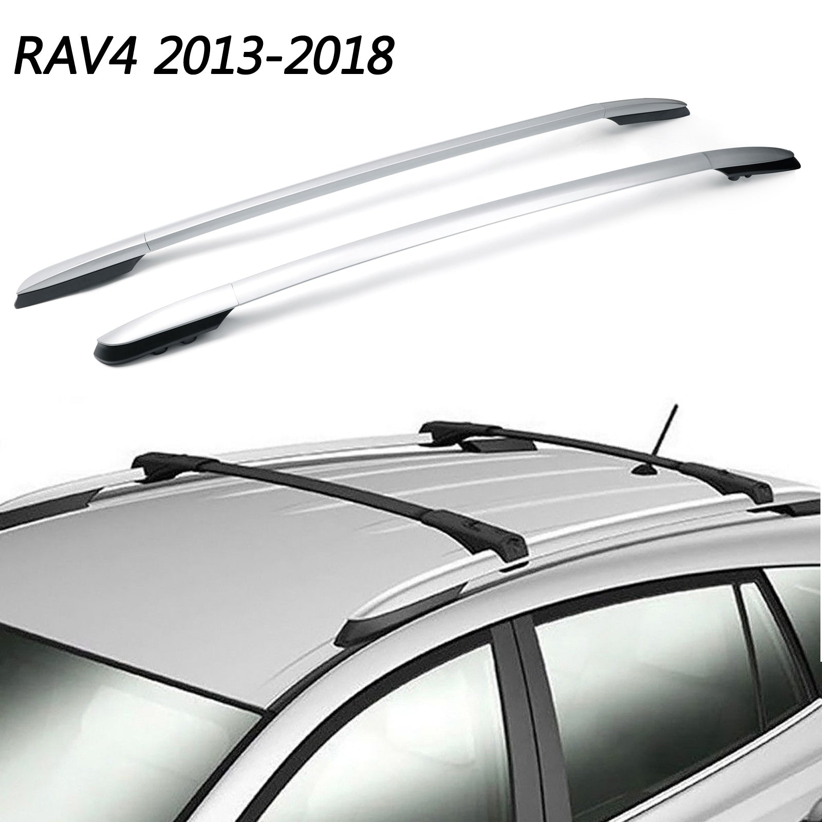 2013-2014 Toyota RAV4 Barre de rails latéraux en aluminium argenté pour barres de toit