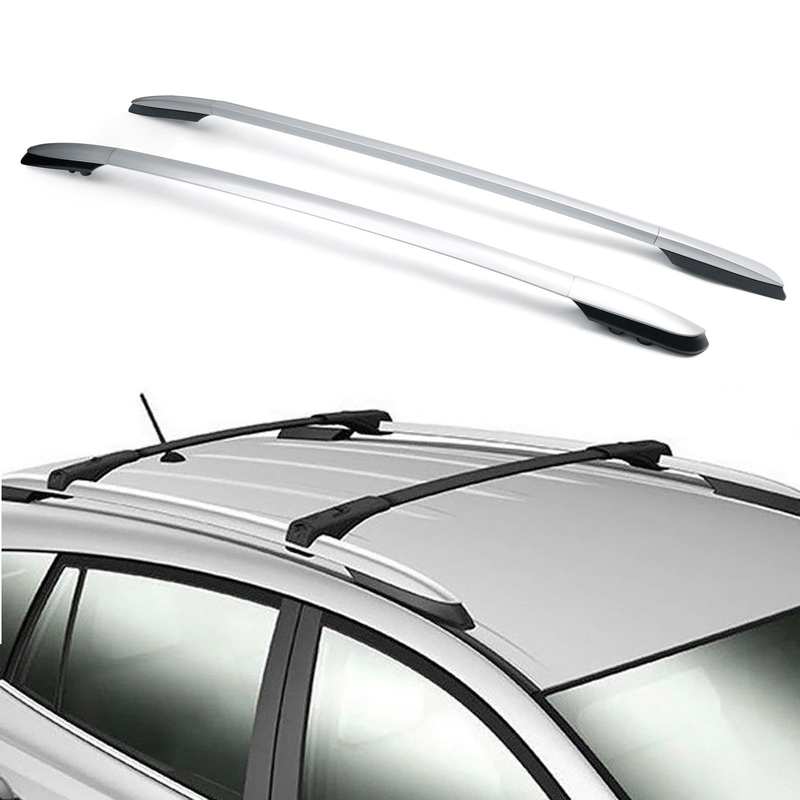 Aluminum Factory Silver Top Roof Rack Side Rails Bar For 2013-2018 Toyota RAV4