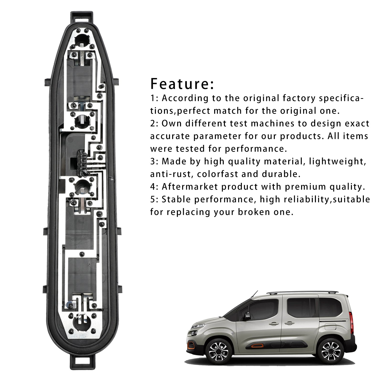 Płytka obwodu tylnego światła 9677205180 do Citroëna Berlingo II & Peugeot Partner II Van (drzwi pionowe) - 03/2012 do 2018