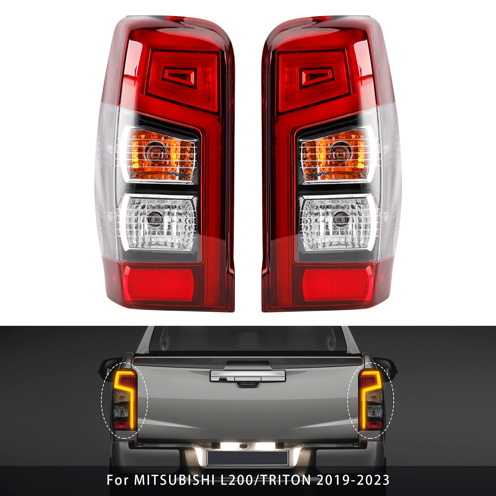 Par de pilotos traseros con bombilla para Mitsubishi Triton L200 2019-2023