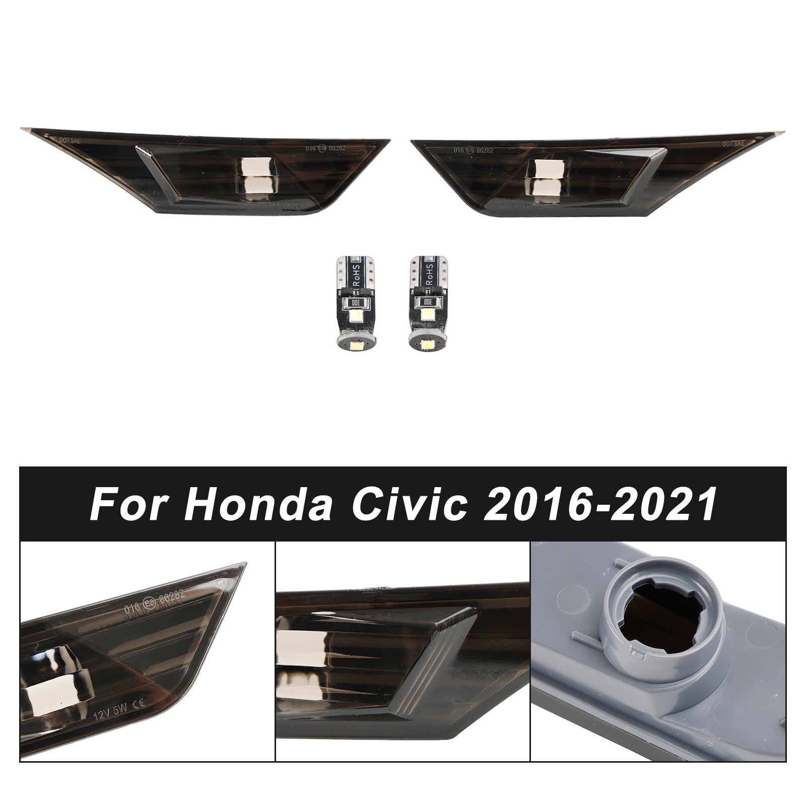 Boîtier de clignotant latéral pour Honda Civic 2016-2021 Ambre générique