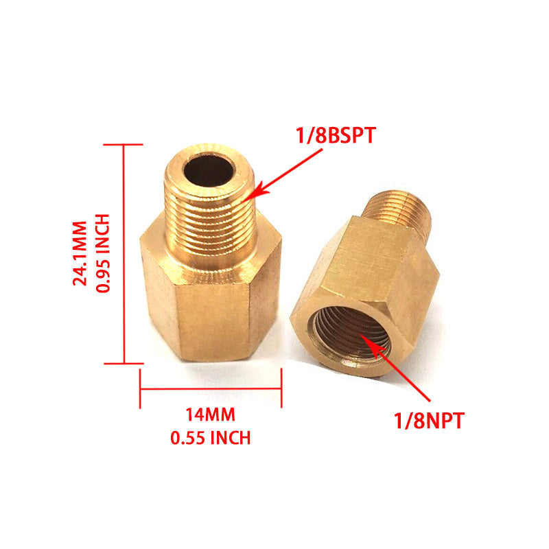 1/8 NPT-Innengewinde auf 1/8 BSPT-Außengewinde-Adapter, Messgerät, Sensorgewinde, Öldruck, allgemeiner Adapter