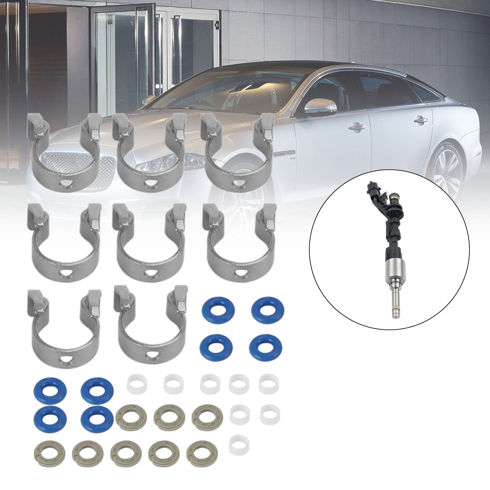 Kit de réparation de joints d’injecteurs de carburant 8PCS 0261500105 FJ1161 pour Jaguar / Range Rover 5.0L V8