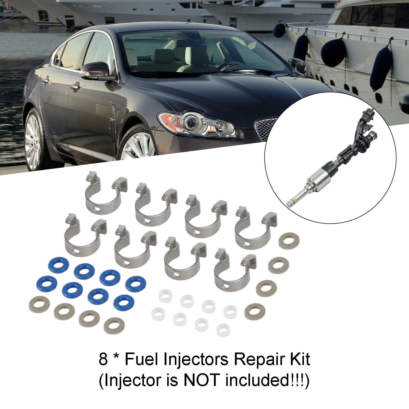 Kit de réparation de joints d’injecteurs de carburant 8PCS 0261500105 FJ1161 pour Jaguar / Range Rover 5.0L V8