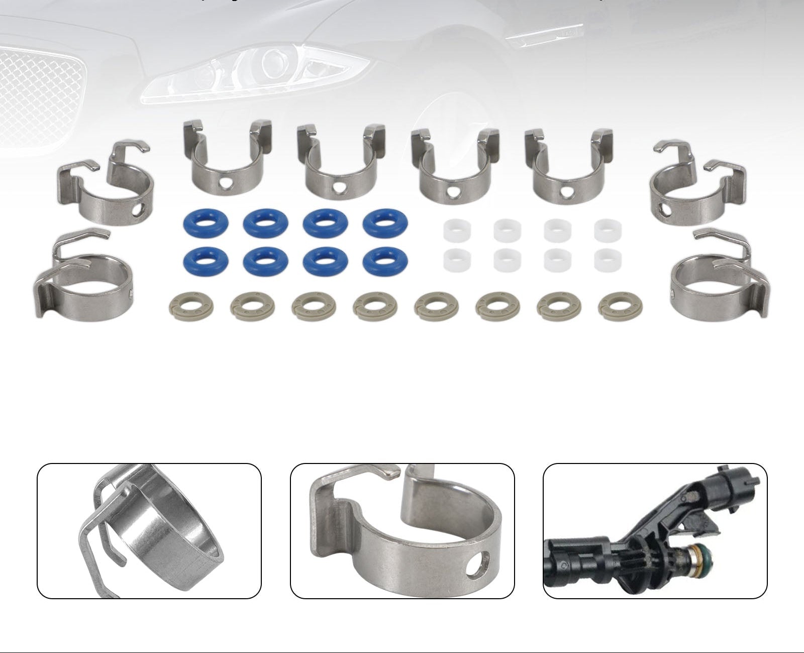 Kit de réparation de joints d’injecteurs de carburant 8PCS 0261500105 FJ1161 pour Jaguar / Range Rover 5.0L V8