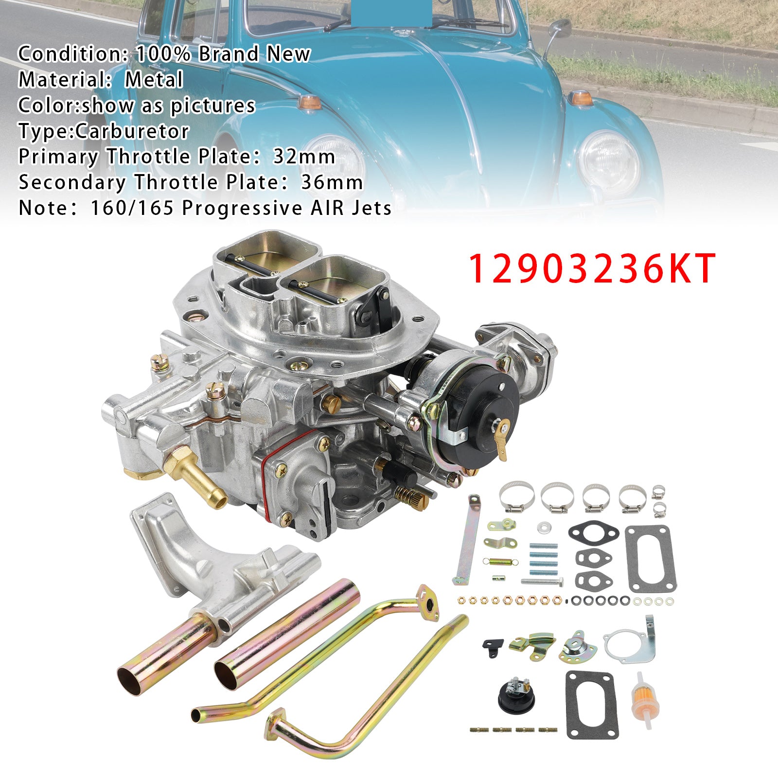 32/36 Progressive DFEV Carb Kit Complete 12903236KT Carburetor Pour VW Type 1