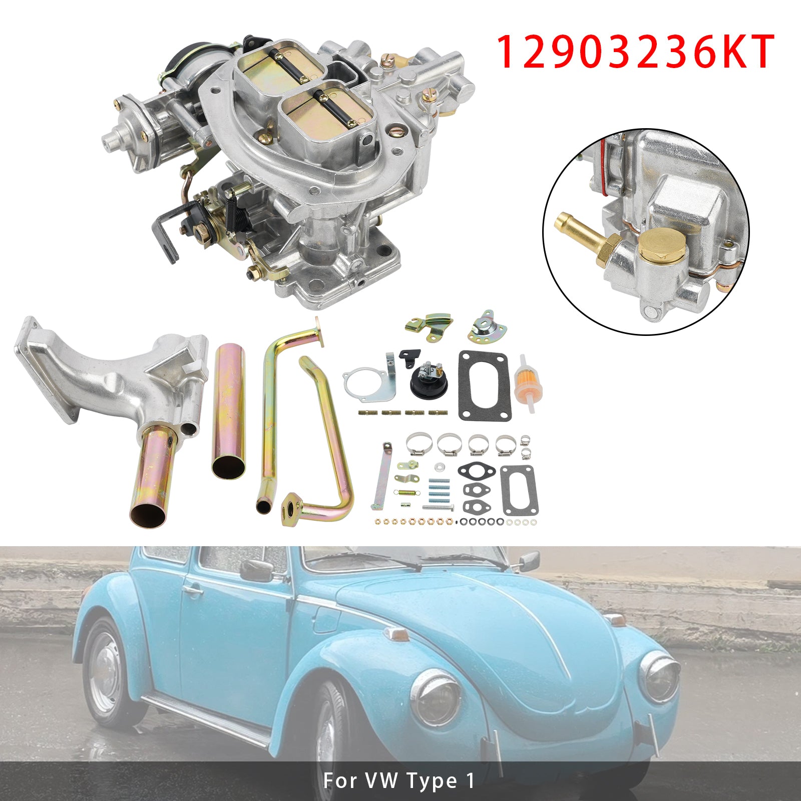 32/36 Progressive DFEV Carb Kit Complete 12903236KT Carburetor Pour VW Type 1
