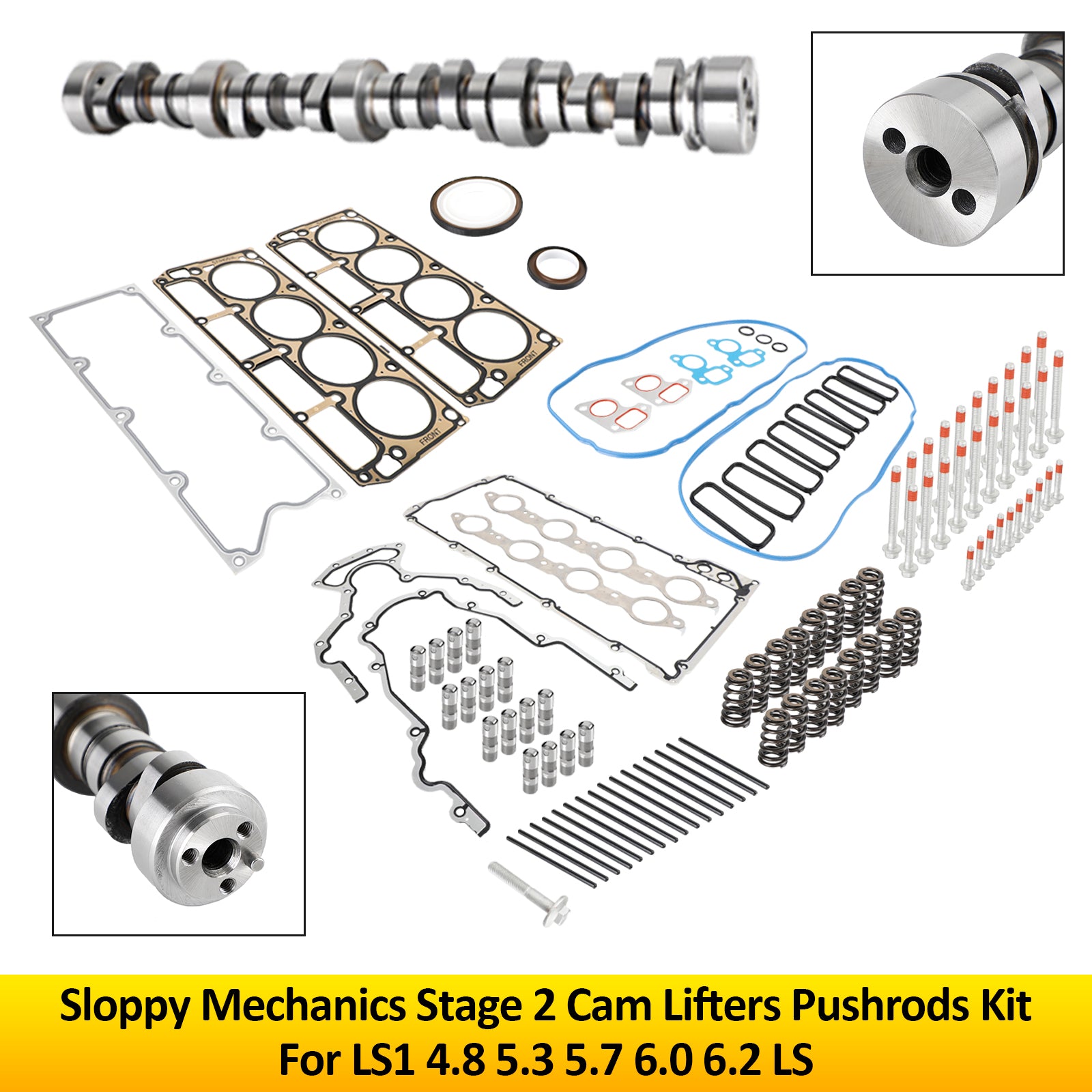 LS1 4.8 5.3 5.7 6.0 6.2 Sloppy Mechanics Stage 2 Cam Lifters Pushrods Kit