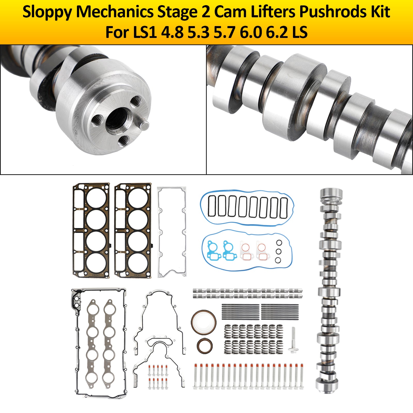 LS1 4.8 5.3 5.7 6.0 6.2 Sloppy Mechanics Stage 2 Cam Lifters Pushrods Kit