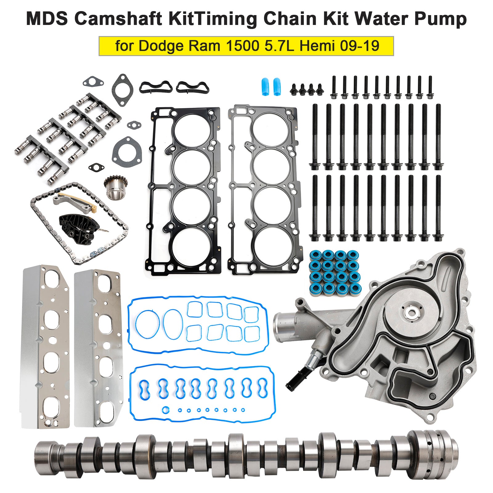Kit d'arbre à cames MDS pour moteur Chrysler Aspen 5,7 L 2009 Kit de chaîne de distribution Pompe à eau 53021726AE 68060714AA