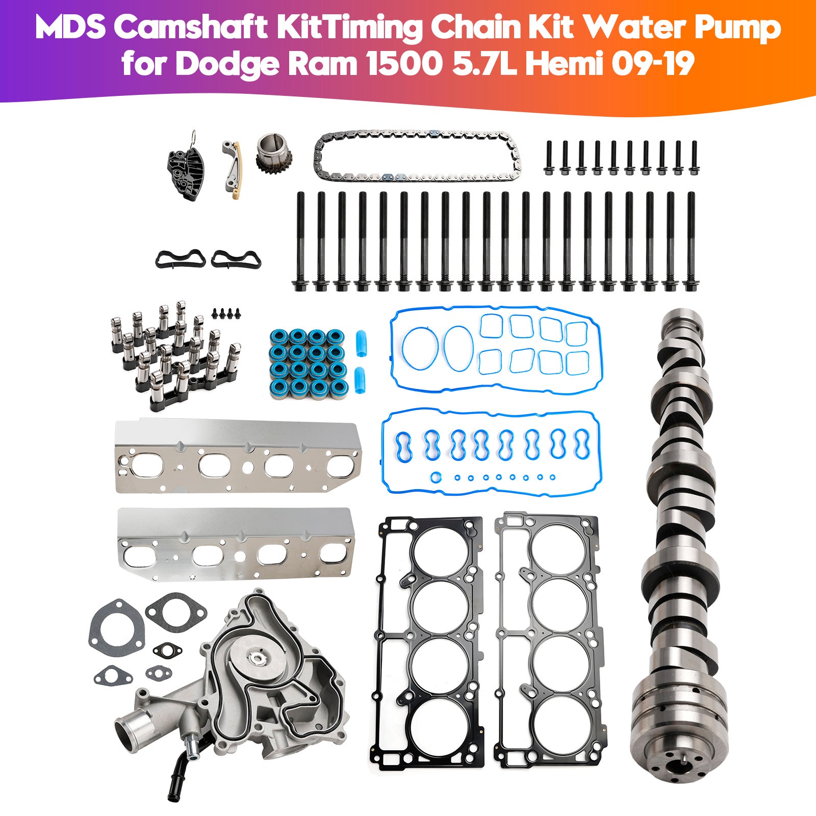 Kit d'arbre à cames MDS pour moteur Chrysler Aspen 5,7 L 2009 Kit de chaîne de distribution Pompe à eau 53021726AE 68060714AA